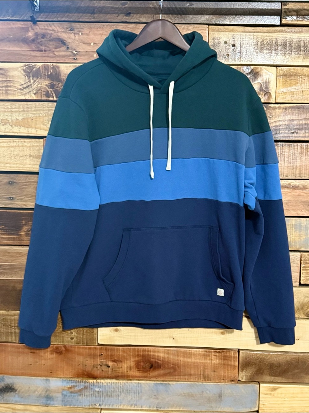 Marine Layer Blue Archive Colorblock Cloud 9 Pullover Fleece Hoodie XL EUC